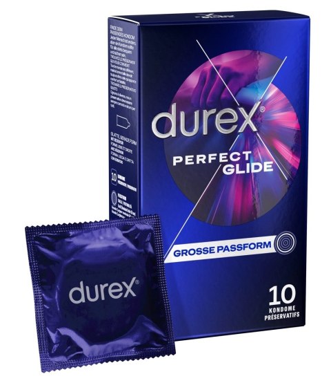 Durex Perfect Glide prezerwatywy grube, intensywnie nawilżane 10 szt.