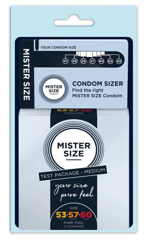 Mister Size - Prezerwatywy Testowe 3 Rozmiary Lateksowe 53/57/60 mm Mister Size - Prezerwatywy Testowe 3 Rozmiary Lateksowe 53/57/60 mm