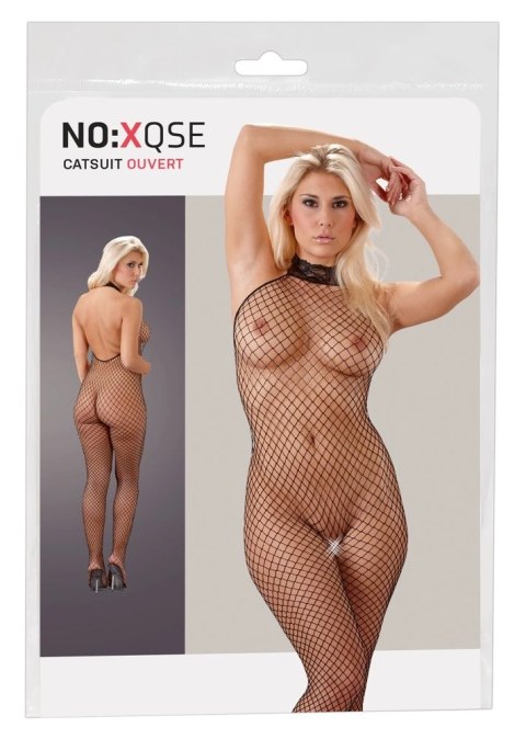 NO:XQSE Kombinezon siateczkowy z koronkowym kołnierzem M/L czarny