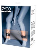 ZADO Skorzane mankiety na kostki czarne regulowane z łańcuchem 50 cm