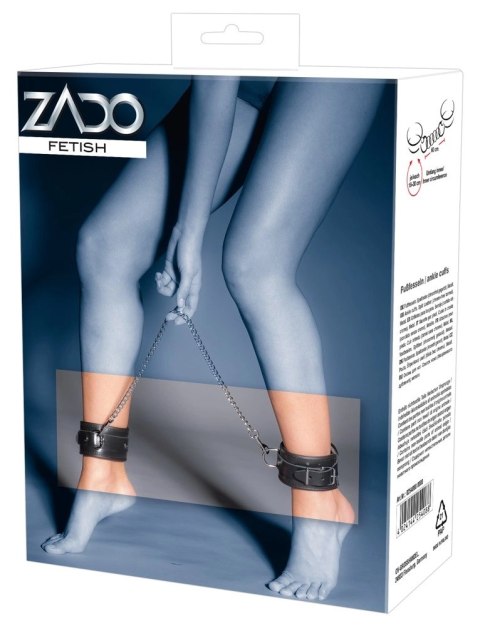 ZADO Skorzane mankiety na kostki czarne regulowane z łańcuchem 50 cm ZADO Skorzane mankiety na kostki czarne regulowane z łańcuchem 50 cm