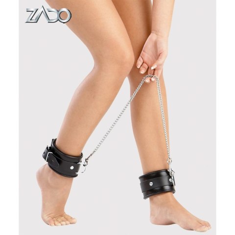 ZADO Skorzane mankiety na kostki czarne regulowane z łańcuchem 50 cm ZADO Skorzane mankiety na kostki czarne regulowane z łańcuchem 50 cm