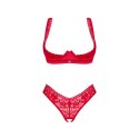 Obsessive Lacelove Koronkowy Komplet 2-częściowy Czerwony M/L