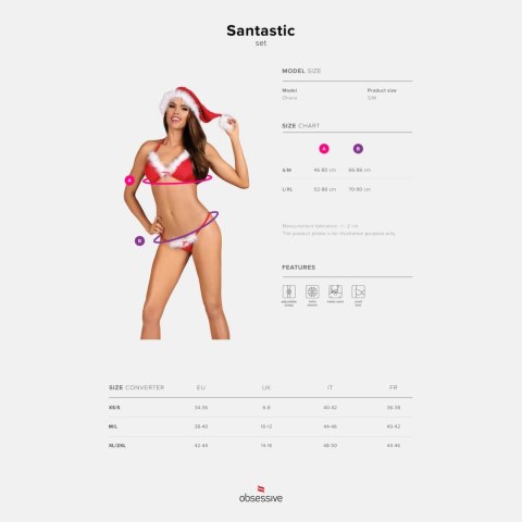 Obsessive Santastic S/M - zestaw świąteczny z miękkiego materiału z czapką Obsessive Santastic S/M - zestaw świąteczny z miękkiego materiału z czapką