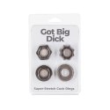 PowerBullet Got Big Dick 4 - Zestaw 4 elastycznych pierścieni anatomicznych