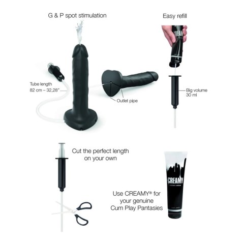 Strap-On-Me Squirting L Black - Model z funkcją aplikacji płynu, silikon Strap-On-Me Squirting L Black - Model z funkcją aplikacji płynu, silikon