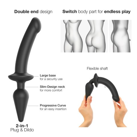 Strap-On-Me Switch Plug-in System dwustronny czarny L silikonowy Strap-On-Me Switch Plug-in System dwustronny czarny L silikonowy