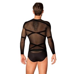 Obsessive T101 Czarna koszulka męska siateczkowa z paskami S/M/L