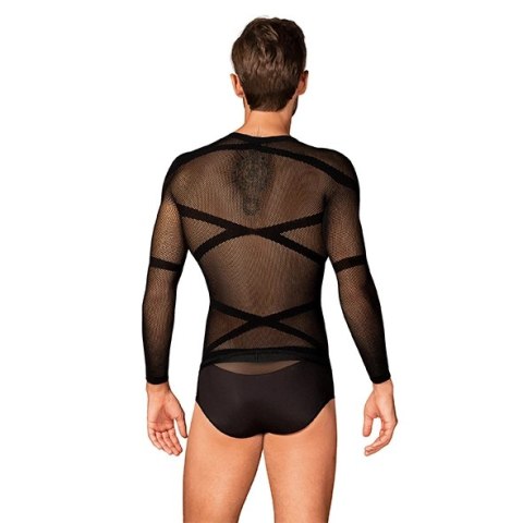 Obsessive T101 Czarna koszulka męska siateczkowa z paskami S/M/L Obsessive T101 Czarna koszulka męska siateczkowa z paskami S/M/L