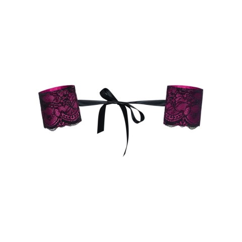 Obsessive Roseberry koronkowe mankiety z satynową tasiemką One Size Obsessive Roseberry koronkowe mankiety z satynową tasiemką One Size