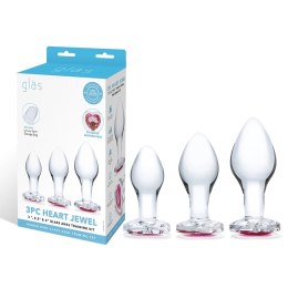 Glas Heart Jewel Set szklane zatyczki anatomiczne 3 rozmiary