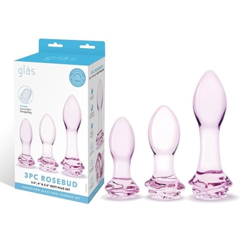 Glas Rosebud Zestaw 3 Szklanych Zatyczek Anatomicznych Rożne Rozmiary Glas Rosebud Zestaw 3 Szklanych Zatyczek Anatomicznych Rożne Rozmiary