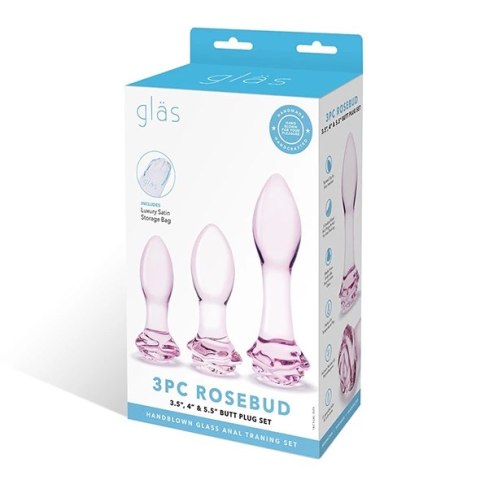 Glas Rosebud Zestaw 3 Szklanych Zatyczek Anatomicznych Rożne Rozmiary Glas Rosebud Zestaw 3 Szklanych Zatyczek Anatomicznych Rożne Rozmiary
