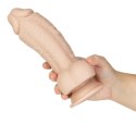 Addiction Roman 20 cm Beżowy - Model z Silikonu, Przyssawka, Uprząż