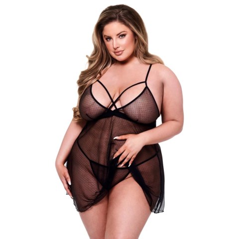 Baci Babydoll Queen Czarny Zestaw z Siateczki i Koronką + Stringi Baci Babydoll Queen Czarny Zestaw z Siateczki i Koronką + Stringi