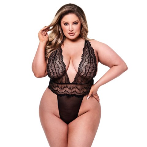 Baci Body Koronkowe Queen Czarne Głęboki Dekolt V Plus Size Baci Body Koronkowe Queen Czarne Głęboki Dekolt V Plus Size