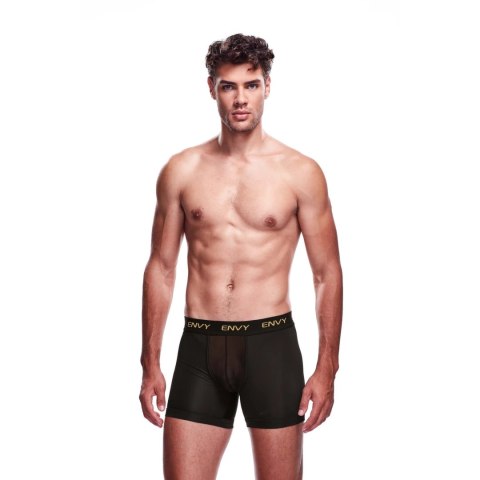 Envy Menswear Bokserki Długie Siateczkowe Czarny M/L Anatomiczny Kroj Envy Menswear Bokserki Długie Siateczkowe Czarny M/L Anatomiczny Kroj