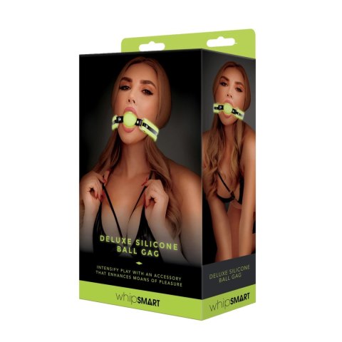 Whipsmart Ball Gag świecący w ciemności silikon, czarny, regulowany