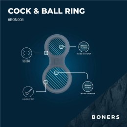 Boners Pierścień silikonowy z funkcją anatomicznego rozciągacza, szary