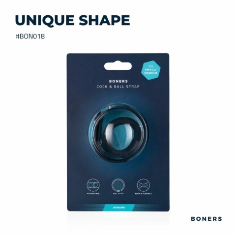 Boners T-shape - silikonowy pierścień anatomiczny z regulacją, czarny Boners T-shape - silikonowy pierścień anatomiczny z regulacją, czarny
