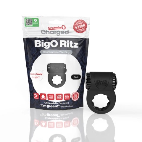 The Screaming O Charged Big O Ritz czarny, pierścień wibrujący USB