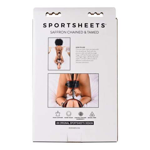 Sportsheets Saffron Chained & Tamed - Zestaw Mankietow na Nadgarstki i Kostki Sportsheets Saffron Chained & Tamed - Zestaw Mankietow na Nadgarstki i Kostki