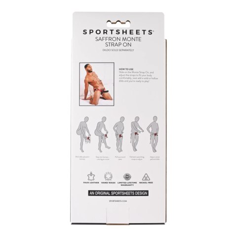 Sportsheets Saffron Monte Uprząż Strap-On Czerwona, regulowana, skora eco Sportsheets Saffron Monte Uprząż Strap-On Czerwona, regulowana, skora eco