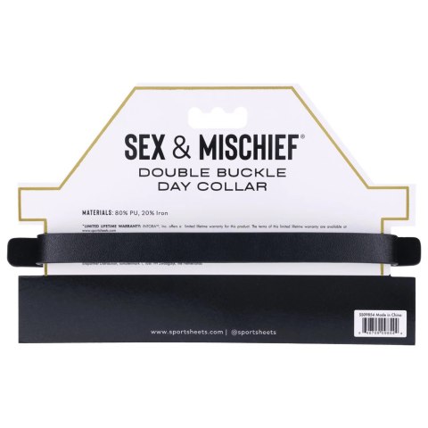 Sportsheets Sex & Mischief Double Buckle Collar czarna regulowana Sportsheets Sex & Mischief Double Buckle Collar czarna regulowana