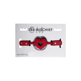 Sportsheets Sex & Mischief Serce Red - Pasek intymny z otworami, regulowany