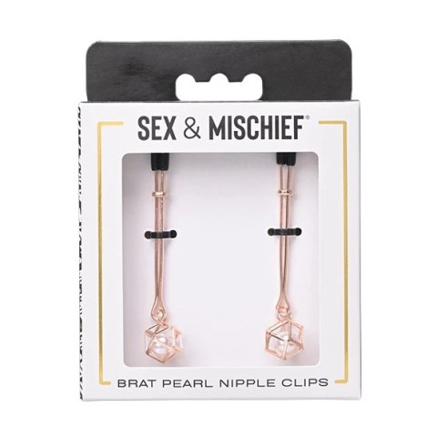 Sportsheets Sex & Mischief klipsy z perłami, kolor rożowe złoto Sportsheets Sex & Mischief klipsy z perłami, kolor rożowe złoto