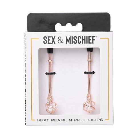 Sportsheets Sex & Mischief klipsy z perłami, kolor rożowe złoto Sportsheets Sex & Mischief klipsy z perłami, kolor rożowe złoto