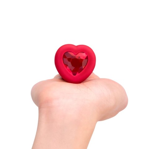 B-Vibe Heart Plug M/L Red - silikonowy model intymny z pilotem B-Vibe Heart Plug M/L Red - silikonowy model intymny z pilotem