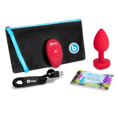 B-Vibe Heart Plug M/L Red - silikonowy model intymny z pilotem B-Vibe Heart Plug M/L Red - silikonowy model intymny z pilotem