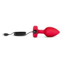 B-Vibe Heart Plug M/L Red - silikonowy model intymny z pilotem