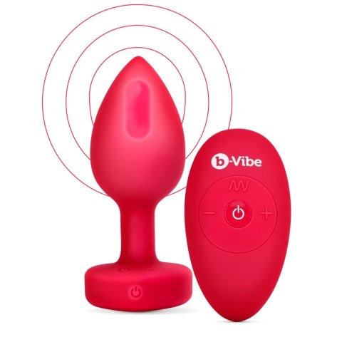 B-Vibe Heart Plug M/L Red - silikonowy model intymny z pilotem B-Vibe Heart Plug M/L Red - silikonowy model intymny z pilotem