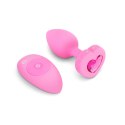 B-Vibe Heart Plug S/M Pink - silikonowy model z pilotem 15 trybow