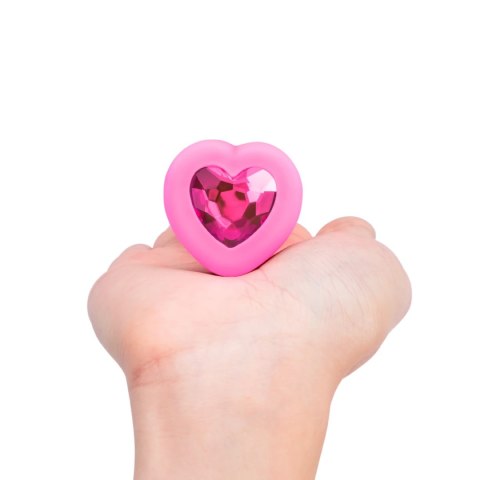 B-Vibe Heart Plug S/M Pink - silikonowy model z pilotem 15 trybow B-Vibe Heart Plug S/M Pink - silikonowy model z pilotem 15 trybow