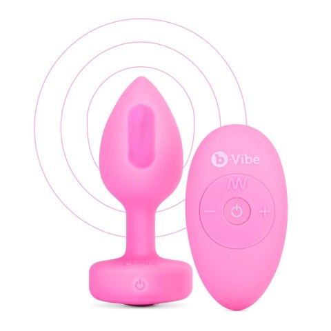 B-Vibe Heart Plug S/M Pink - silikonowy model z pilotem 15 trybow B-Vibe Heart Plug S/M Pink - silikonowy model z pilotem 15 trybow
