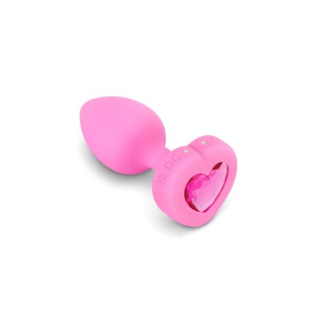 B-Vibe Heart Plug S/M Pink - silikonowy model z pilotem 15 trybow B-Vibe Heart Plug S/M Pink - silikonowy model z pilotem 15 trybow