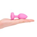 B-Vibe Heart Plug S/M Pink - silikonowy model z pilotem 15 trybow