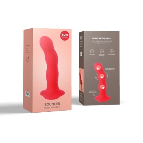 Fun Factory Bouncer Red - silikonowy model z kulkami i przyssawką, 18 cm Fun Factory Bouncer Red - silikonowy model z kulkami i przyssawką, 18 cm