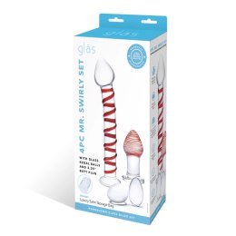 Glas Mr. Swirly Set - Szklany zestaw: spiralny model, plug i kulki