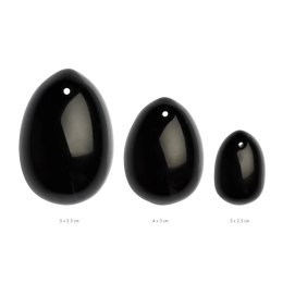 La Gemmes Zestaw jajeczek Yoni Black Obsidian - 3 rozmiary, naturalny kamień