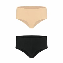 Bye Bra Invisible High Brief M beżowe i czarne bezszwowe majtki