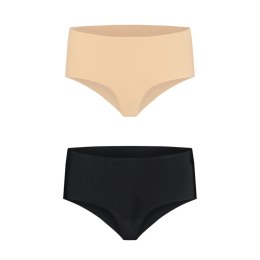 Bye Bra Invisible High Brief Nude + Black XXL - Bezszwowe majtki 2-pak