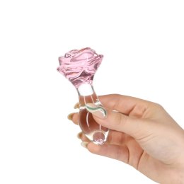 Pillow Talk Rosy szklany plug anatomiczny z rożą + PowerBullet 9,9 cm