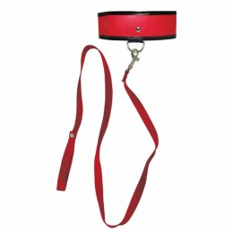 Sportsheets Leash & Collar Red - zestaw z miękką obrożą, 122 cm