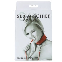 Sportsheets Leash & Collar Red - zestaw z miękką obrożą, 122 cm