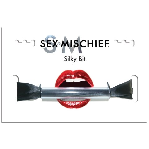 Sportsheets Sex & Mischief Silky Bit - knebel z satynową szarfą, czarny Sportsheets Sex & Mischief Silky Bit - knebel z satynową szarfą, czarny