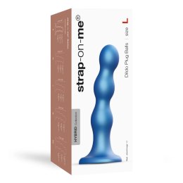 Strap-On-Me Balls Metallic Blue L - silikonowy model hybrydowy z przyssawką